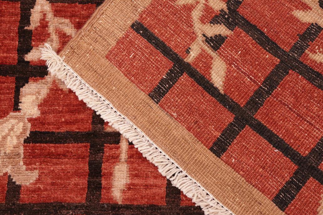 handmade Transitional Kafkaz Rust Black Hand Knotted RECTANGLE 100% WOOL area rug 6 x 9