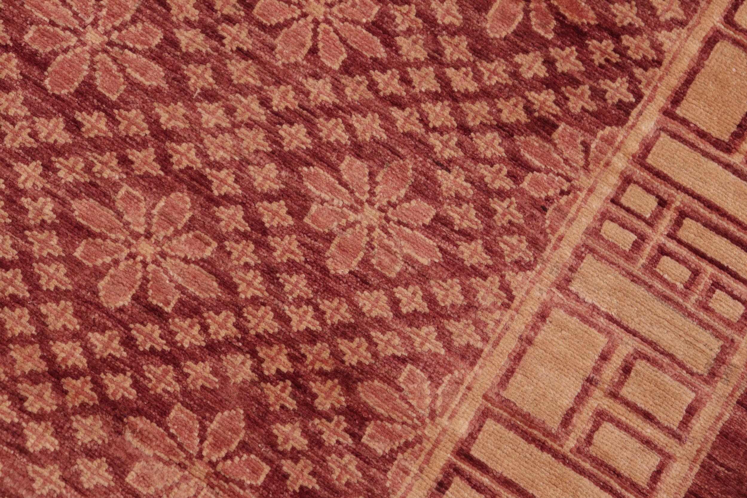 handmade Modern Kafkaz Red Tan Hand Knotted RECTANGLE 100% WOOL area rug 6' x 8'