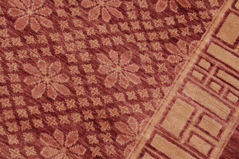 handmade Modern Kafkaz Red Tan Hand Knotted RECTANGLE 100% WOOL area rug 6' x 8'
