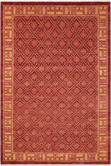 handmade Transitional Kafkaz Red Tan Hand Knotted RECTANGLE 100% WOOL area rug 6 x 8