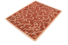 handmade Transitional Kafkaz Orange Tan Hand Knotted RECTANGLE 100% WOOL area rug 6 x 9