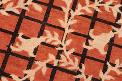 handmade Transitional Kafkaz Orange Tan Hand Knotted RECTANGLE 100% WOOL area rug 6 x 9