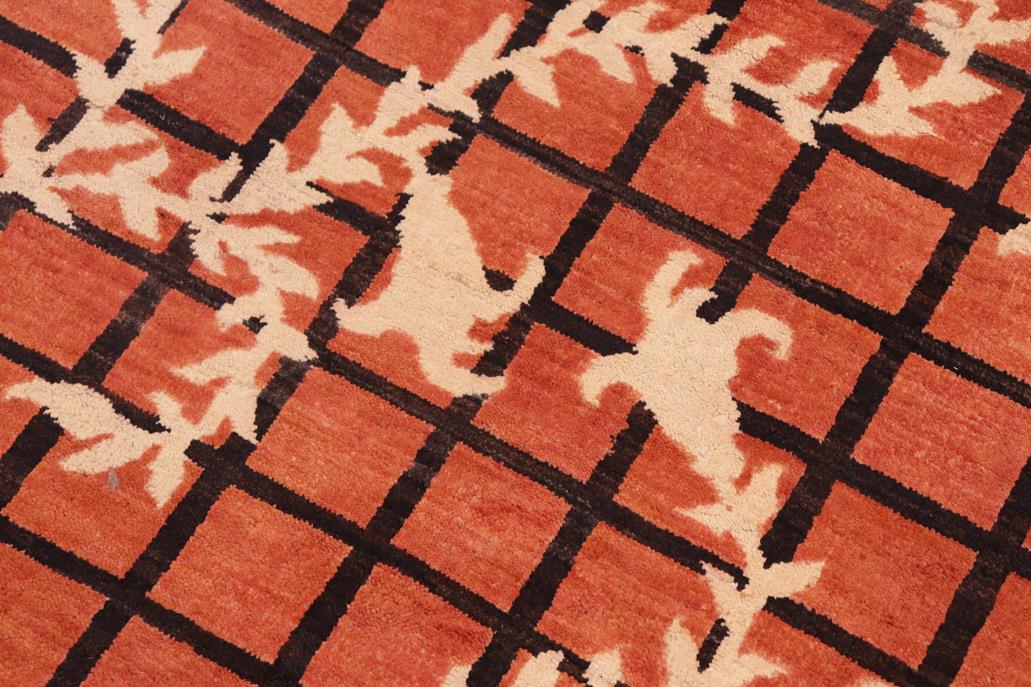 handmade Transitional Kafkaz Orange Tan Hand Knotted RECTANGLE 100% WOOL area rug 6 x 9