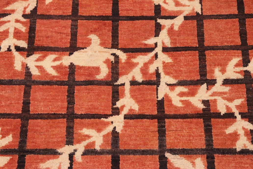 handmade Transitional Kafkaz Orange Tan Hand Knotted RECTANGLE 100% WOOL area rug 6 x 9