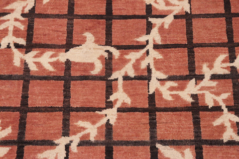 handmade Modern Kafkaz Orange Tan Hand Knotted RECTANGLE 100% WOOL area rug 6' x 9'