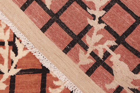 handmade Modern Kafkaz Orange Tan Hand Knotted RECTANGLE 100% WOOL area rug 6' x 9'