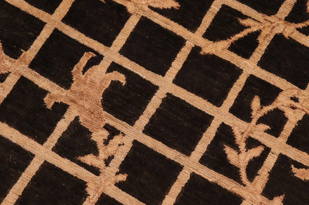 handmade Transitional Kafkaz Black Tan Hand Knotted RECTANGLE 100% WOOL area rug 6 x 9