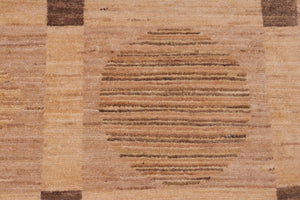 handmade Modern Kafkaz Tan Brown Hand Knotted RECTANGLE 100% WOOL area rug 6' x 9'