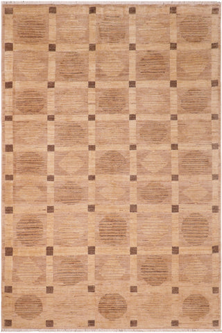 Contemporary Gabbeh Thomasin Tan/Brown Wool Rug - 6'0'' x 8'6''