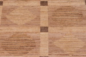 handmade Modern Kafkaz Tan Brown Hand Knotted RECTANGLE 100% WOOL area rug 6' x 9'
