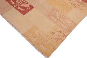handmade Modern Kafkaz Tan Brown Hand Knotted RECTANGLE 100% WOOL area rug 6' x 9'