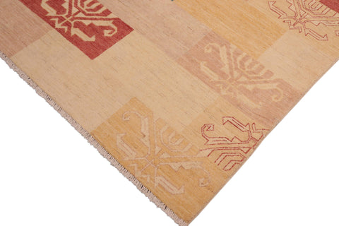 handmade Modern Kafkaz Tan Brown Hand Knotted RECTANGLE 100% WOOL area rug 6' x 9'