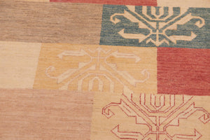 handmade Modern Kafkaz Tan Brown Hand Knotted RECTANGLE 100% WOOL area rug 6' x 9'