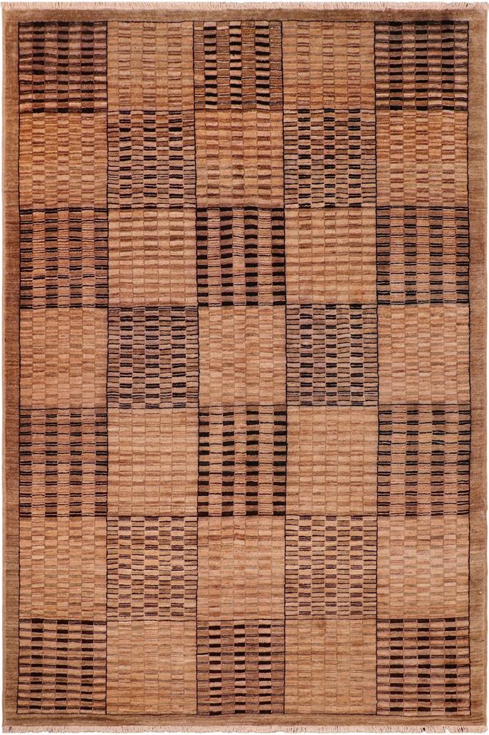handmade Modern Gabbeh Beige Tan Hand Knotted RECTANGLE 100% WOOL area rug 6  x 9 