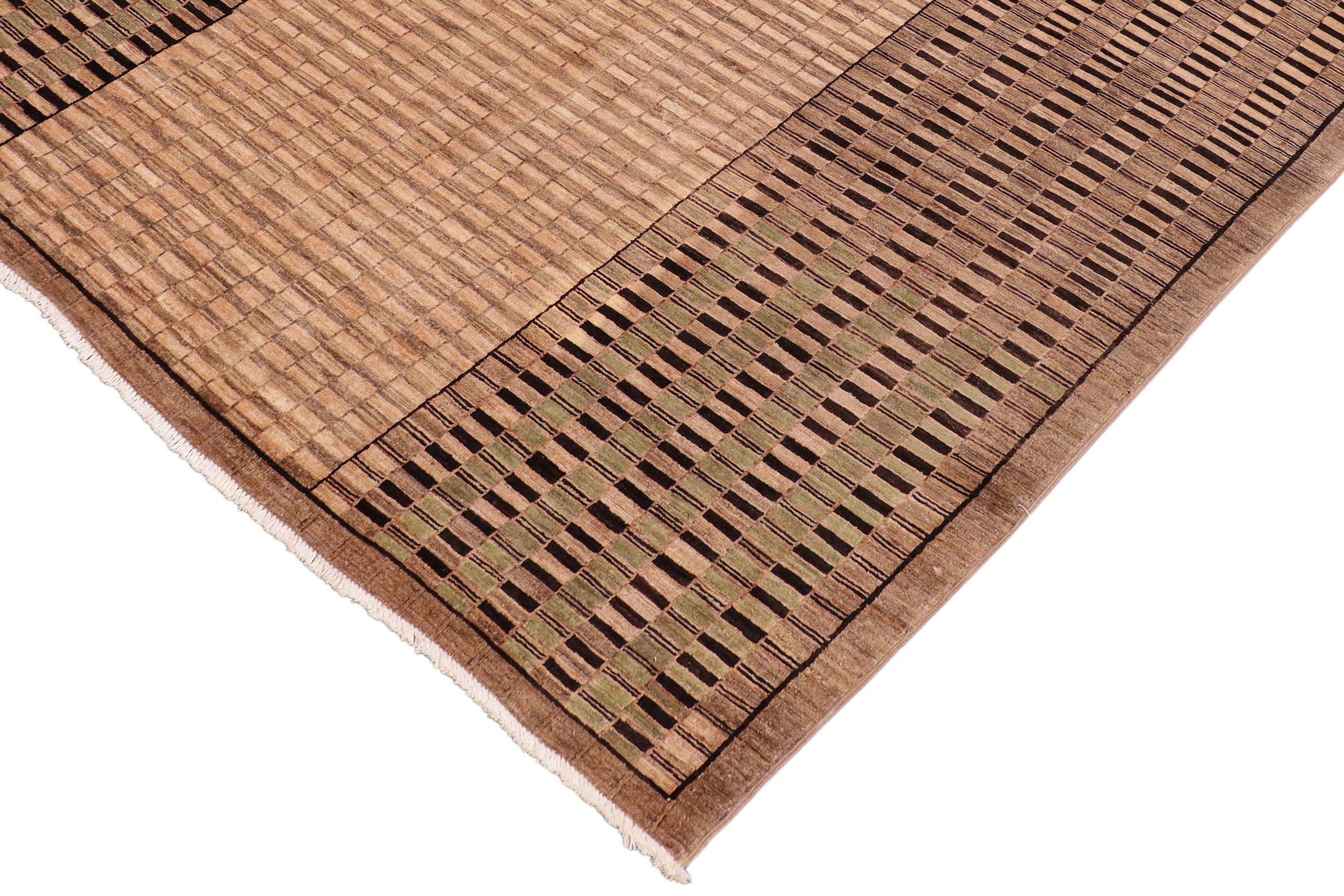 handmade Modern Gabbeh Brown Green Hand Knotted RECTANGLE 100% WOOL area rug 6' x 9'