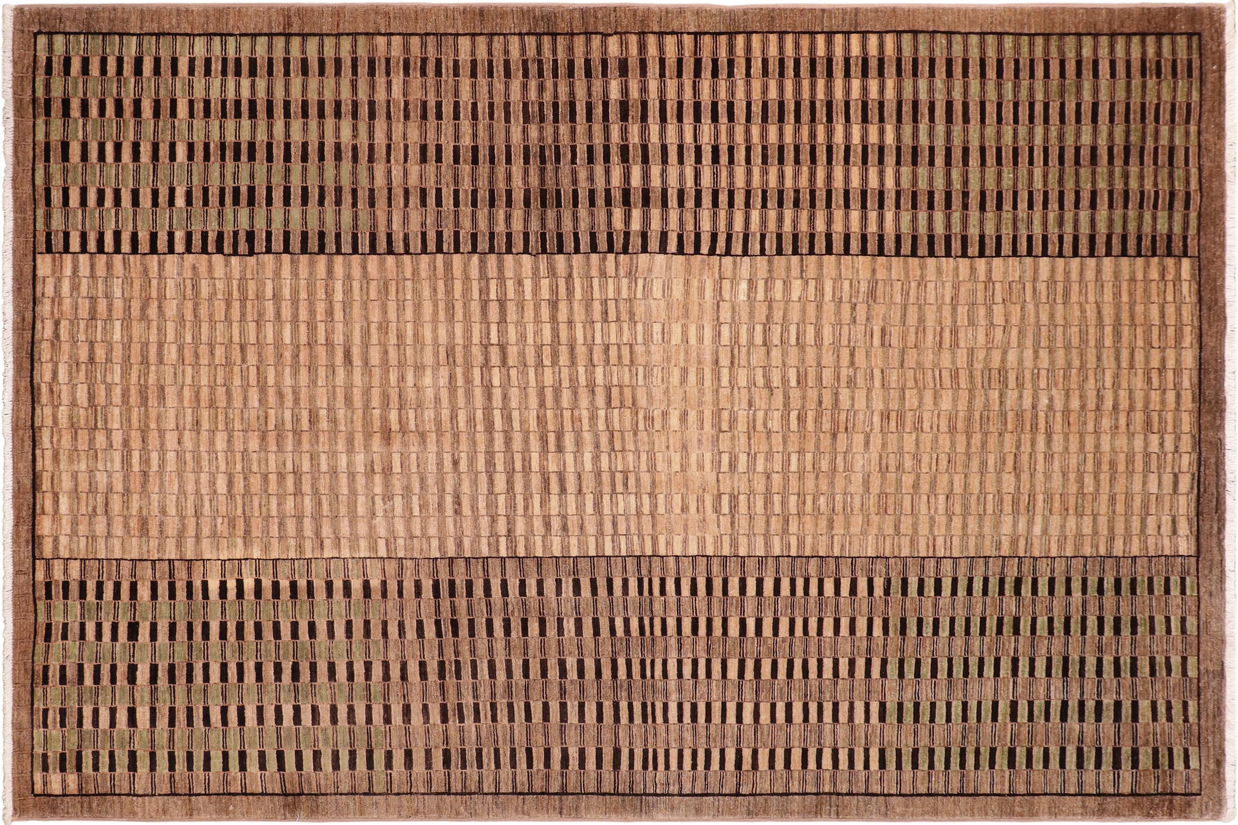 handmade Modern Gabbeh Brown Green Hand Knotted RECTANGLE 100% WOOL area rug 6' x 9'