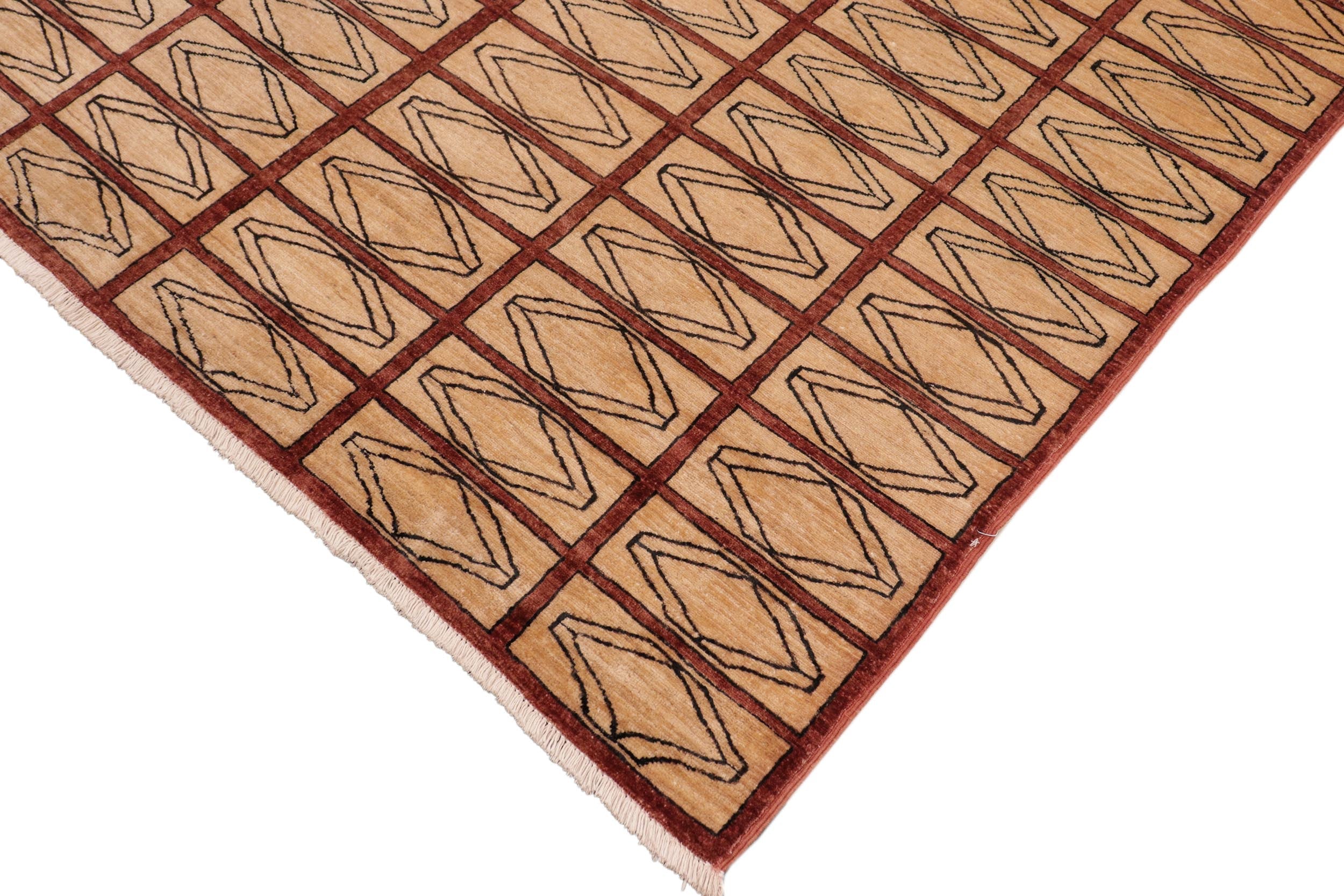handmade Modern Gabbeh Beige Rust Hand Knotted RECTANGLE 100% WOOL area rug 6' x 9'