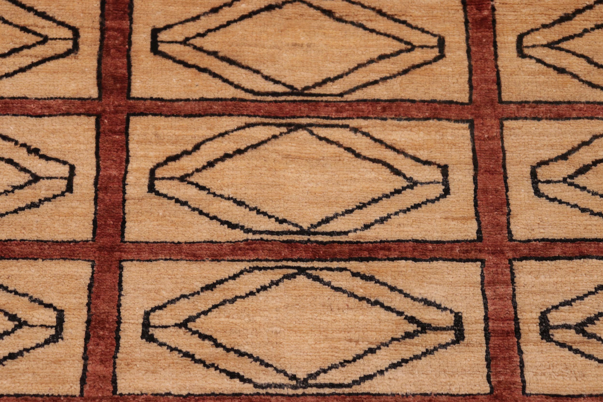 handmade Modern Gabbeh Beige Rust Hand Knotted RECTANGLE 100% WOOL area rug 6' x 9'