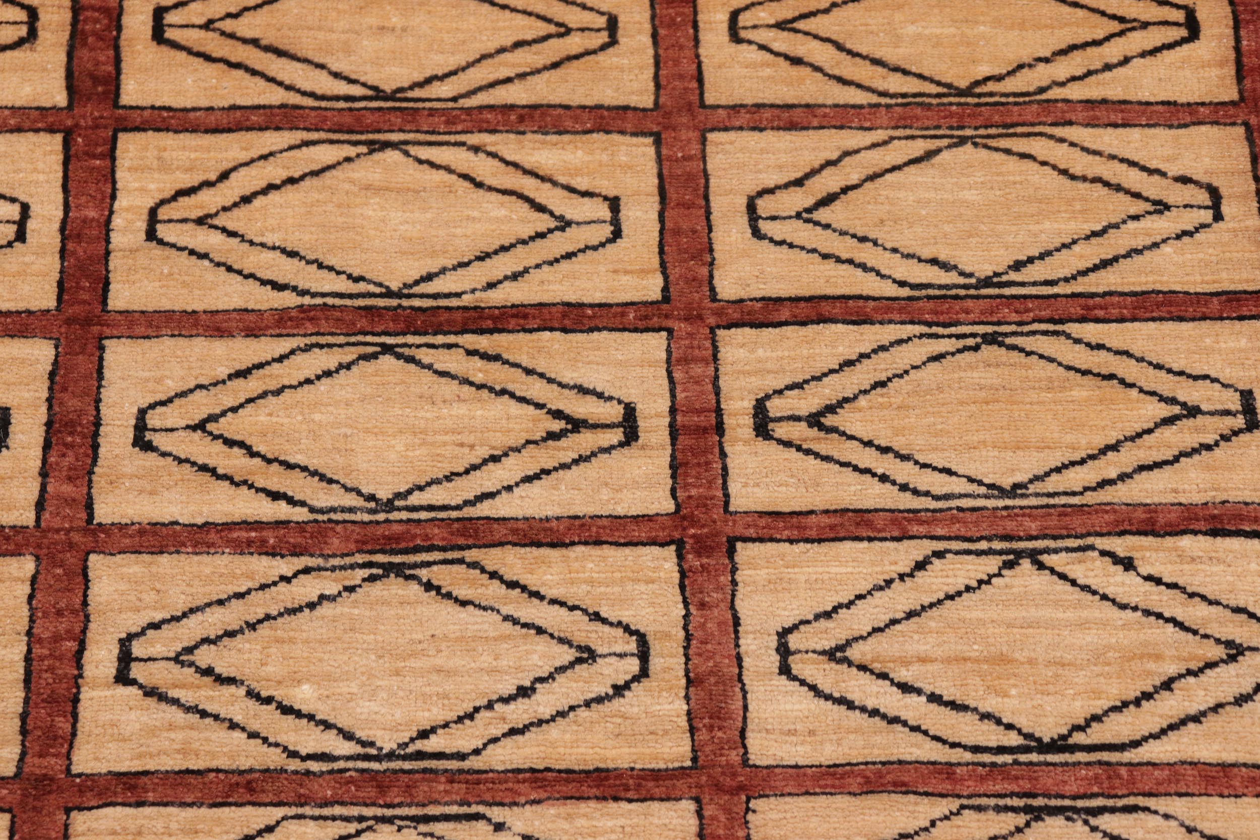 handmade Modern Gabbeh Beige Rust Hand Knotted RECTANGLE 100% WOOL area rug 6' x 9'