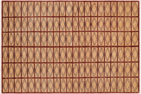 Modern Ziegler Remedios Beige/Rust Wool Rug - 6'0'' x 8'9''