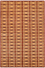 handmade Modern Gabbeh Beige Rust Hand Knotted RECTANGLE 100% WOOL area rug 6  x 9 