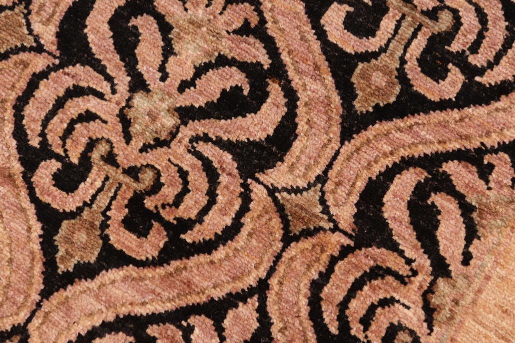 handmade Transitional Kafkaz Black Tan Hand Knotted RECTANGLE 100% WOOL area rug 6 x 9