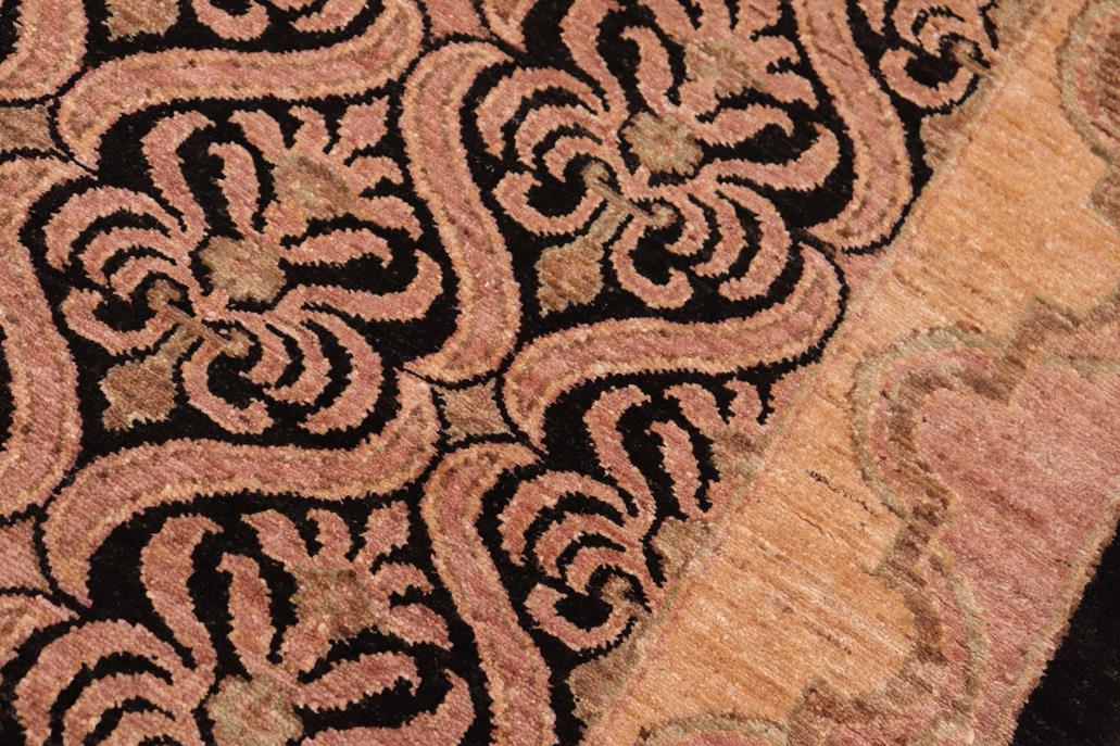 handmade Transitional Kafkaz Black Tan Hand Knotted RECTANGLE 100% WOOL area rug 6 x 9