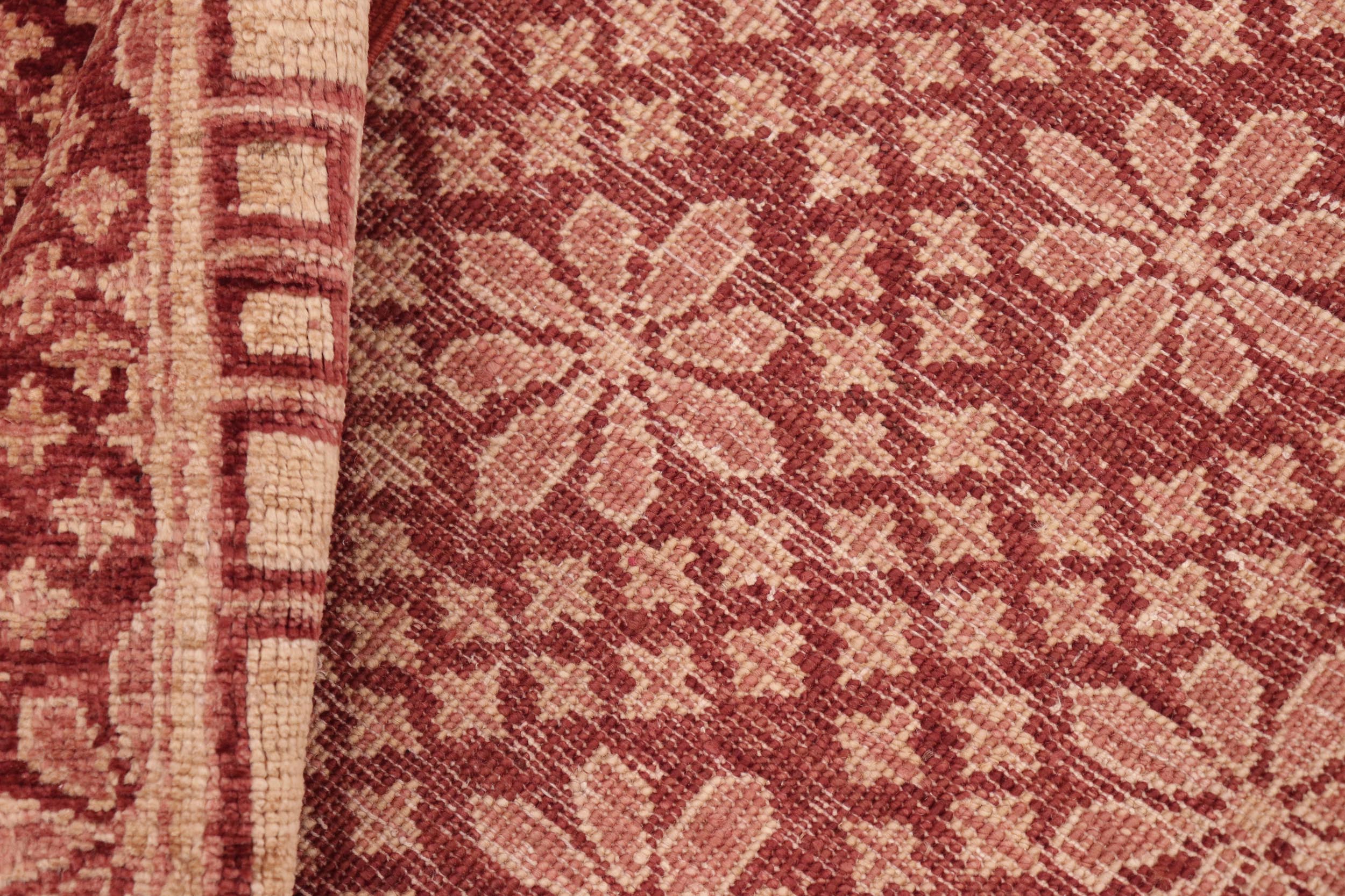 handmade Modern Kafkaz Red Tan Hand Knotted RECTANGLE 100% WOOL area rug 6' x 9'