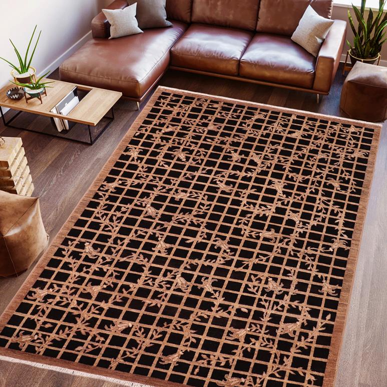 handmade Transitional Kafkaz Black Brown Hand Knotted RECTANGLE 100% WOOL area rug 6 x 9