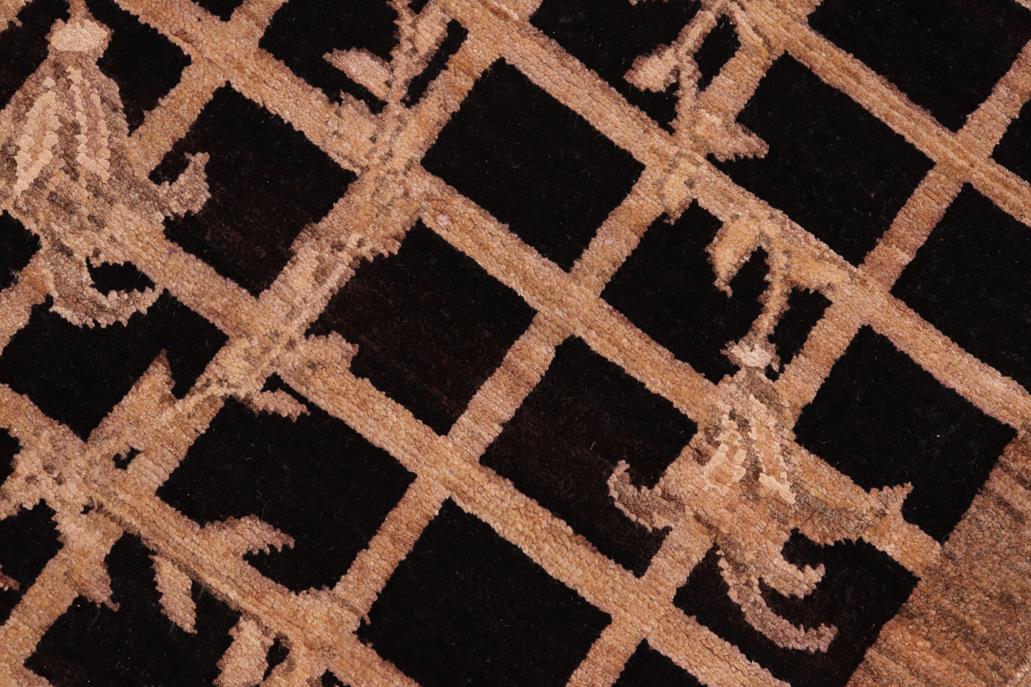 handmade Transitional Kafkaz Black Brown Hand Knotted RECTANGLE 100% WOOL area rug 6 x 9