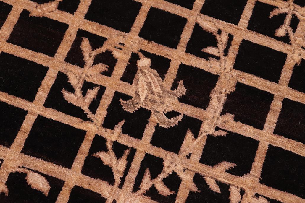 handmade Transitional Kafkaz Black Brown Hand Knotted RECTANGLE 100% WOOL area rug 6 x 9