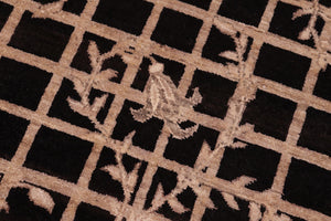 handmade Modern Kafkaz Black Brown Hand Knotted RECTANGLE 100% WOOL area rug 6' x 9'