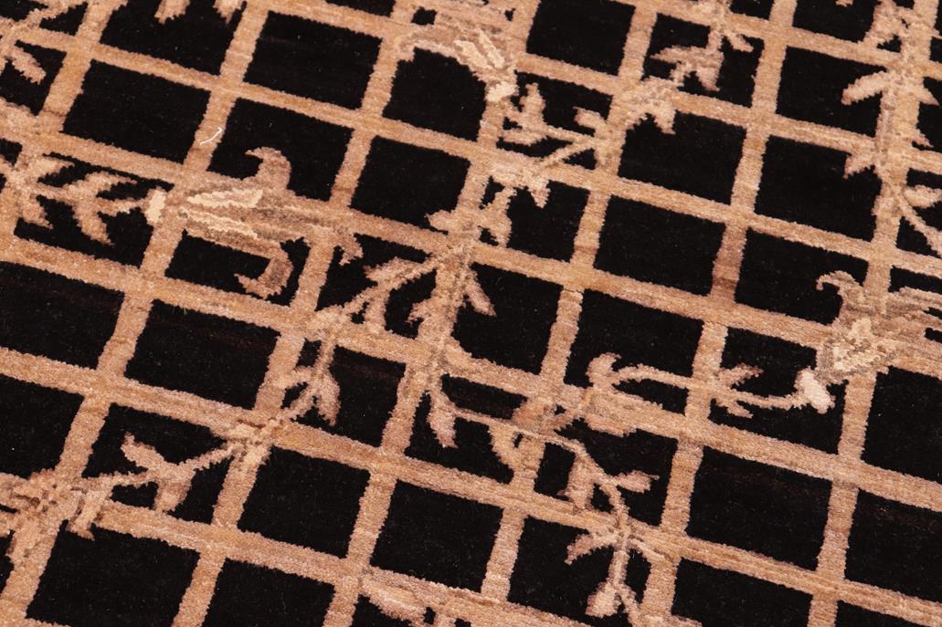 handmade Transitional Kafkaz Black Brown Hand Knotted RECTANGLE 100% WOOL area rug 6 x 9