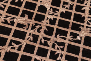 handmade Modern Kafkaz Black Brown Hand Knotted RECTANGLE 100% WOOL area rug 6' x 9'
