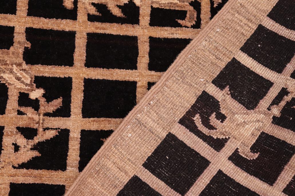 handmade Transitional Kafkaz Black Brown Hand Knotted RECTANGLE 100% WOOL area rug 6 x 9