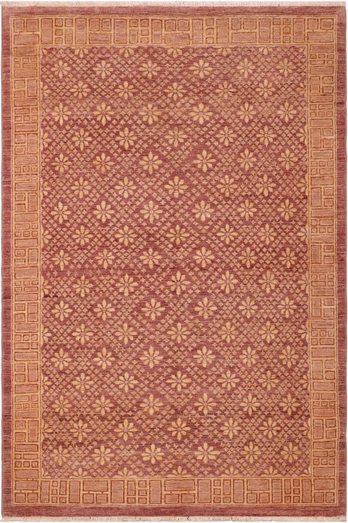 handmade Transitional Kafkaz Red Gold Hand Knotted RECTANGLE 100% WOOL area rug 6 x 9