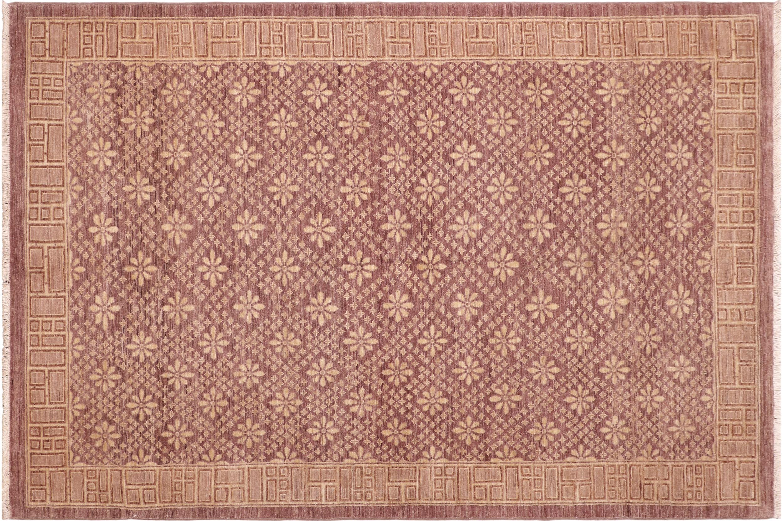 handmade Modern Kafkaz Red Gold Hand Knotted RECTANGLE 100% WOOL area rug 6' x 9'