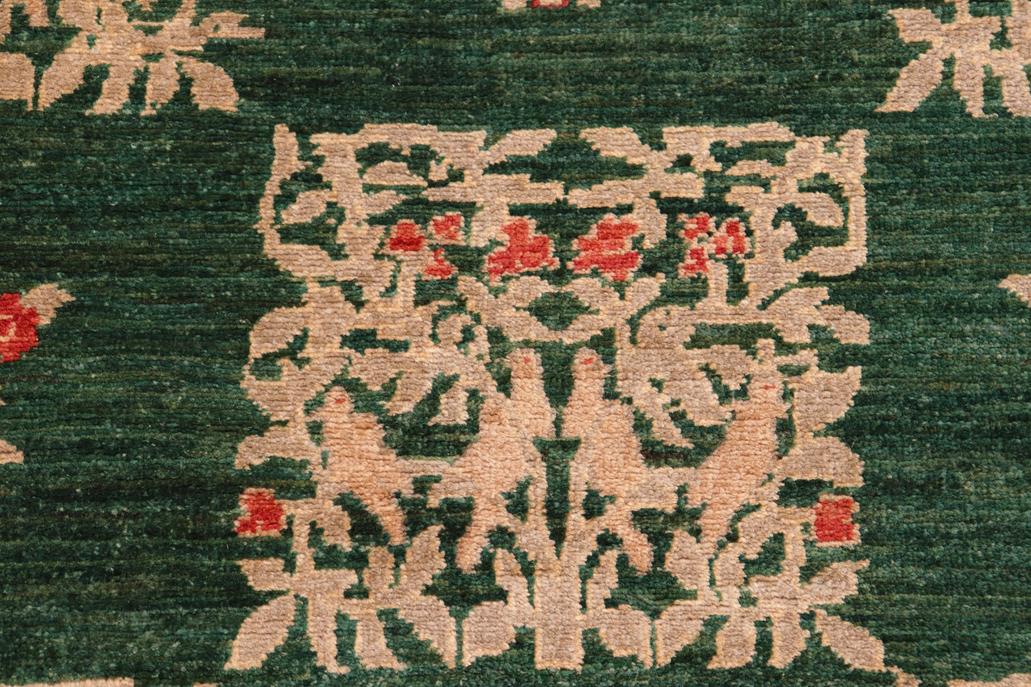 handmade Transitional Kafkaz Green Tan Hand Knotted RECTANGLE 100% WOOL area rug 6 x 9