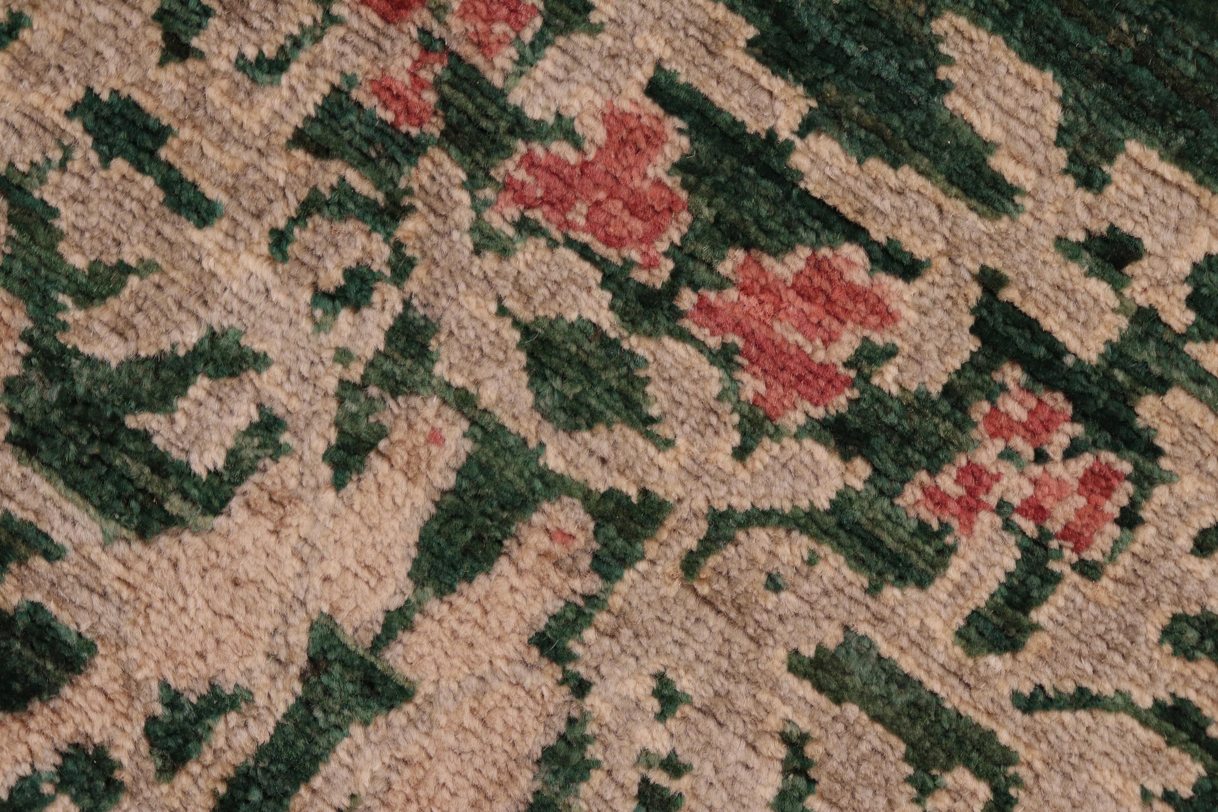 handmade Modern Kafkaz Green Tan Hand Knotted RECTANGLE 100% WOOL area rug 6' x 9'