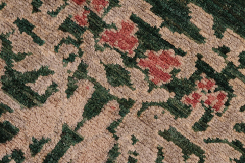 handmade Modern Kafkaz Green Tan Hand Knotted RECTANGLE 100% WOOL area rug 6' x 9'