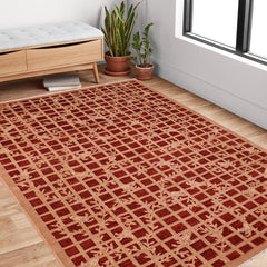handmade Transitional Kafkaz Red Tan Hand Knotted RECTANGLE 100% WOOL area rug 6 x 9