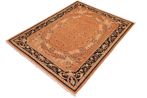 handmade Transitional Kafkaz Rust Black Hand Knotted RECTANGLE 100% WOOL area rug 6' x 9'