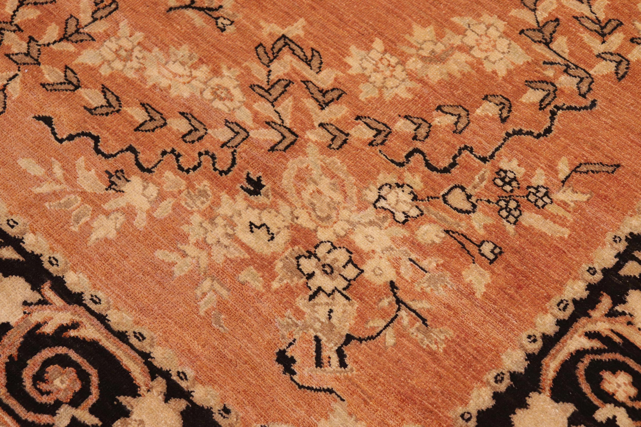 handmade Transitional Kafkaz Rust Black Hand Knotted RECTANGLE 100% WOOL area rug 6' x 9'