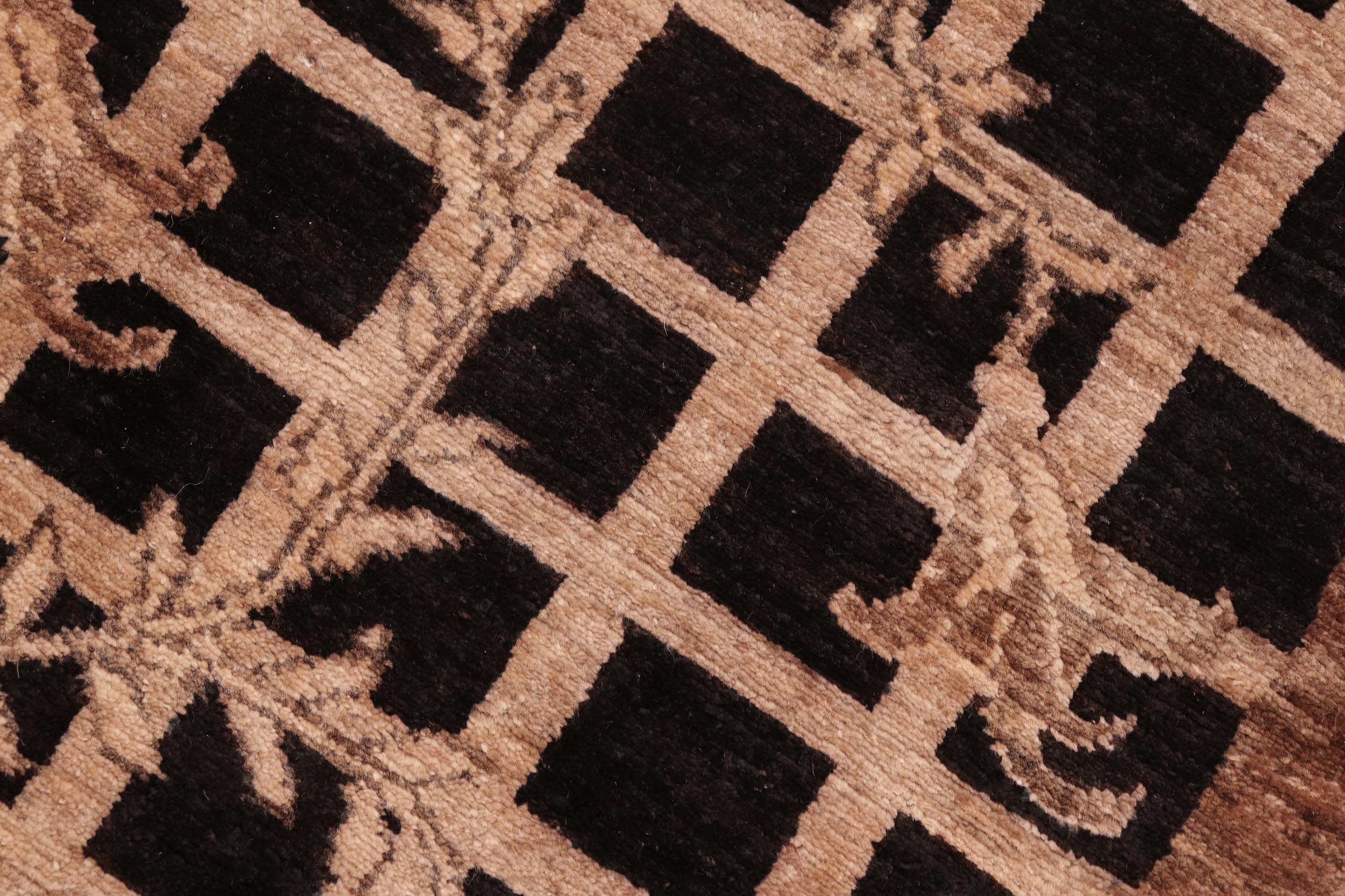 handmade Modern Kafkaz Black Brown Hand Knotted RECTANGLE 100% WOOL area rug 6' x 8'