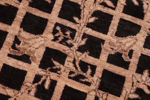 handmade Modern Kafkaz Black Brown Hand Knotted RECTANGLE 100% WOOL area rug 6' x 8'