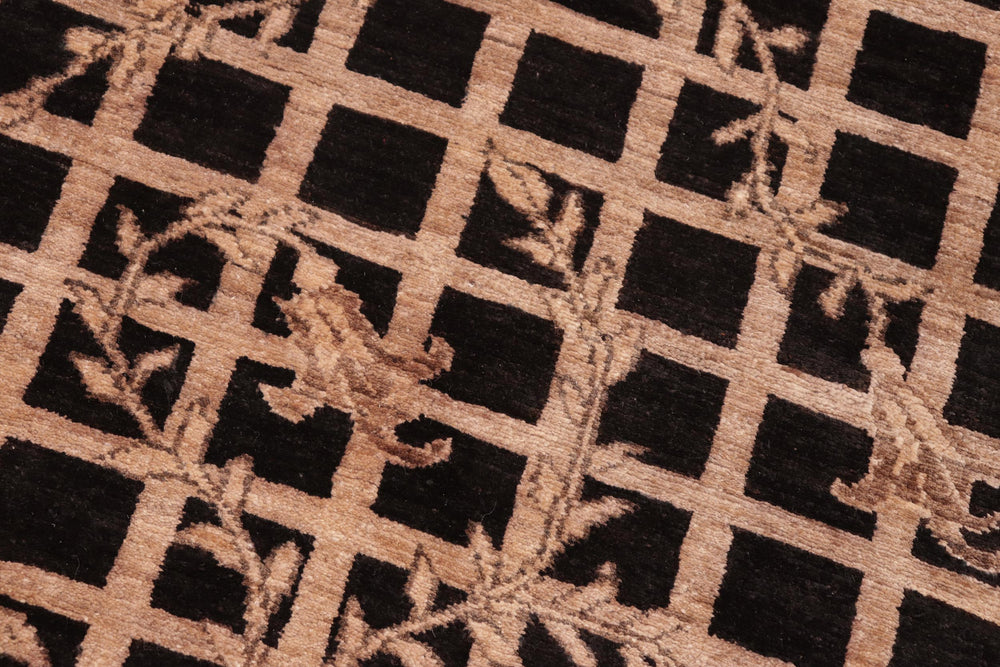handmade Modern Kafkaz Black Brown Hand Knotted RECTANGLE 100% WOOL area rug 6' x 8'