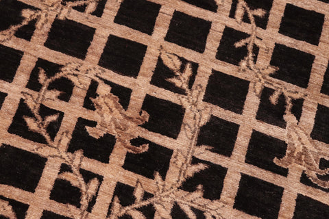 handmade Modern Kafkaz Black Brown Hand Knotted RECTANGLE 100% WOOL area rug 6' x 8'