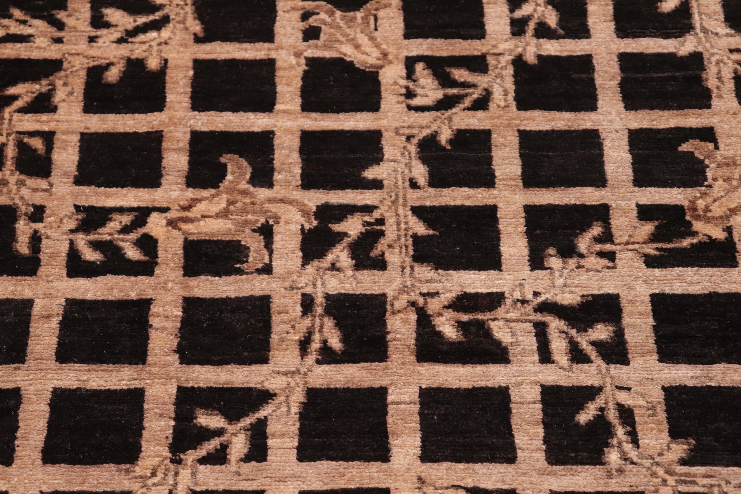 handmade Modern Kafkaz Black Brown Hand Knotted RECTANGLE 100% WOOL area rug 6' x 8'