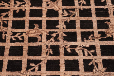 handmade Modern Kafkaz Black Brown Hand Knotted RECTANGLE 100% WOOL area rug 6' x 8'