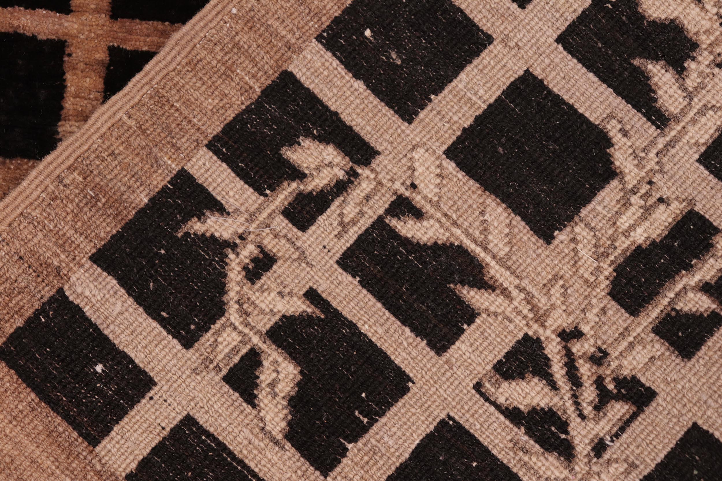 handmade Modern Kafkaz Black Brown Hand Knotted RECTANGLE 100% WOOL area rug 6' x 8'